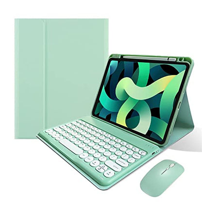 Keyboard Case Compatible with iPad 9th 8th 7th Generation Air 3rd Gen Pro 10.5 Keyboard Case with Bluetooth Mouse Round Key Cute Removable Color Keyboard,Mint Green - color: Mint Green, size: iPad7/iPad8/iPad9/Air3/Pro10.5