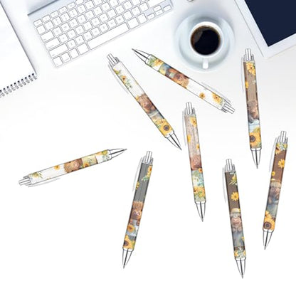 Idealmuzik 8 PCS Cute Highland Cow Print Pens, Cow Lovers Gifts, School Office Supplies, Gifts for Women Girls Teen Christmas New Year - style: Highland Cow