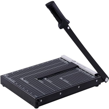 ISDIR 12” Heavy Duty Metal Paper Cutter - 15 Sheet High Capacity Guillotine Trimmer with Blade Safety Lock & Magnetic Guide, Professional Craft Cutter for Cardstock, Photos, DIY & Office - color: 12"black
