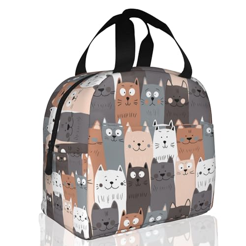 Cute Cat Kitten Insulated Lunch Bag Reusable Lunch Box Women Men,Cooler Thermal Meal Tote for Kids School Student Picnic Office Work - color: Cute Cat Kitten