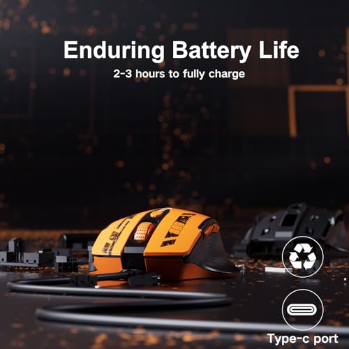 Uineer Wireless Mouse,Upgraded 2.4GHz Rechargeable (Battery Level Visible) Ergonomic Computer Mouse,4 Levels DPI, Wireless Mice for Laptop Computer(Yellow) - color: matte yellow