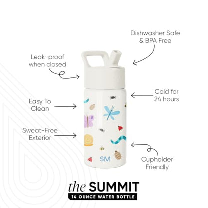 Simple Modern Kids Water Bottle & Toddler Cup | 14oz | Cute Critters | Insulated Stainless Steel Toddler Water Bottle, Kids Tumbler with Straw | Spill Proof for School, Girls, Boys | Cute Critters - color: -Cute Critters, size: 14 Ounces