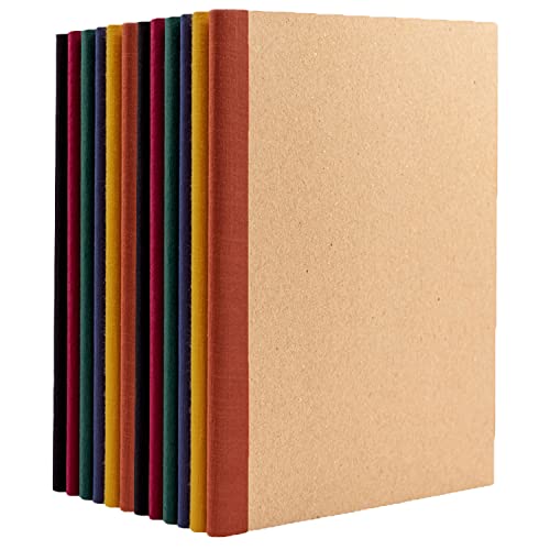 PAPERAGE 12-Pack Composition Notebook Journals, 120 Pages, Kraft Cover with Jewel Tone Spines, College Ruled Lined Paper, Small Size (8 in x 5.75 in) – for Home, Office or School Supplies - color: Jewel Tone