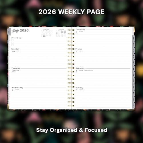 Planner 2026-2027, Weekly and Monthly Academic Planner, Jul 2026 - Jul 2027, 8.5"x11" Large Hardcover Daily Planner Calendar with Tabs for Women, Year Planning Agenda for Teacher and Student (Flowers-2) - color: Flowers-2