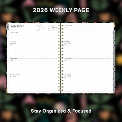 Planner 2026-2027, Weekly and Monthly Academic Planner, Jul 2026 - Jul 2027, 8.5"x11" Large Hardcover Daily Planner Calendar with Tabs for Women, Year Planning Agenda for Teacher and Student (Flowers-2) - color: Flowers-2