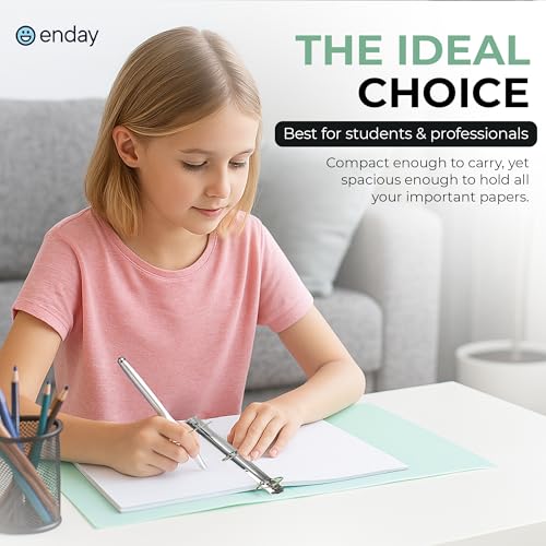 Enday 3 Ring Binder 1.5 inch (4 Pack) Pastel Flexible Binders Round Ring with Pocket, Holds 280 Sheets, for Home and School Supplies in Blue, Purple, Pink and Green – by Enday - size: 1.5-Inch
