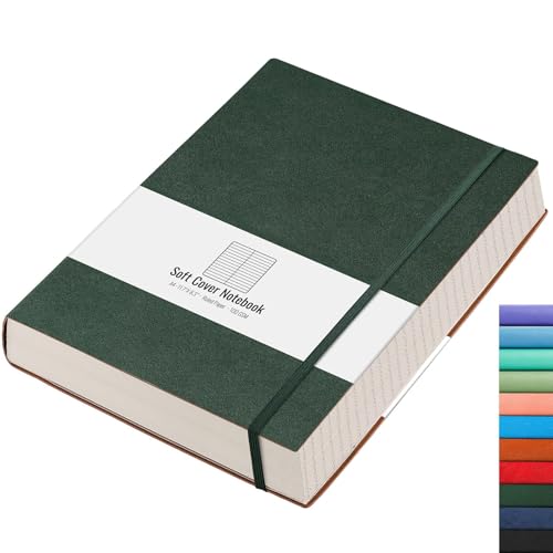 AHGXG Large A4 Notebook College Ruled - 320 Pages Thick Journal for Women and Men, 8.5''×11'', 100gsm Thick Lined Paper, Leather Softcover, for Writing Work School - Green - color: Green, size: A4