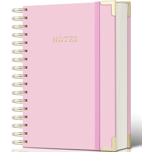 Spiral Notebook Journal, 328 Pages Linen Hardcover College Ruled Notebook, Lined Thick Journals for Women Men, A5 Thick Spiral Journal for Writing, 100GSM Paper, Cute Notebooks for Work School - color: B-Pink, size: A5(5.8INCH×8.3INCH)