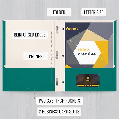 Better Office Products Teal Paper 2 Pocket Folders with Prongs, 50 Pack, Matte Texture, Letter Size Paper Folders, 50 Pack, with 3 Metal Prong Fastener Clips, Teal - color: Teal
