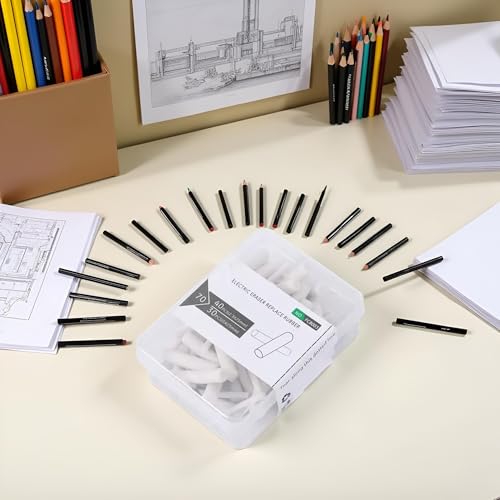70 Pcs/Box Mechanical Pencil Eraser Refills 2.3mm/5mm Replacement with Storage Box Sketch Eraser Pen Refill Standard Pencil Erasers