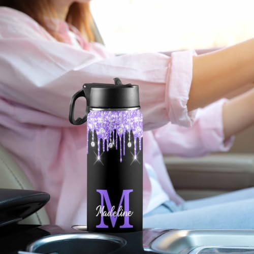 MyPupSocks Custom Water Bottle for Boys Girls Adults, Customized Kids Water Bottle for School, Personalized Stainless Steel Water Bottle with Name, 18oz Insulated Water Bottle with Straw Lid - color: Color 95