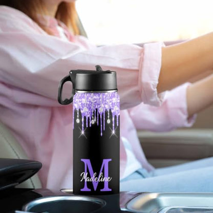 MyPupSocks Custom Water Bottle for Boys Girls Adults, Customized Kids Water Bottle for School, Personalized Stainless Steel Water Bottle with Name, 18oz Insulated Water Bottle with Straw Lid - color: Color 95
