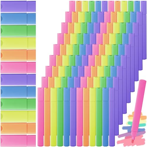 Marspark 120 Pcs Highlighters Bulk Chisel Tip Aesthetic 6 Assorted Colors No Bleed Cute Soft Bright Color Marker Pens for Journal Planner Notes School Study Office Supplies (Bright Colors) - color: Bright Colors