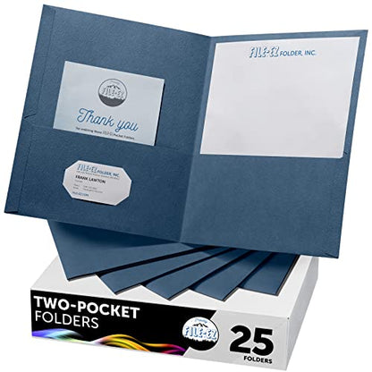 FILE-EZ Two-Pocket Folders, Navy Dark Blue, 25-Pack, Textured Paper, Letter Size (EZ-32523) - color: Dark Blue, size: 25 Folders