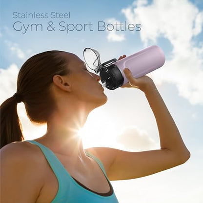 SipX Insulated Water Bottle, Water Bottle with Straw Lid, 18 oz Triple Insulated Stainless Steel, Leakproof, BPA-Free, Slim Durable Metal Bottle for School, Gym & Office, Purple - color: Purple