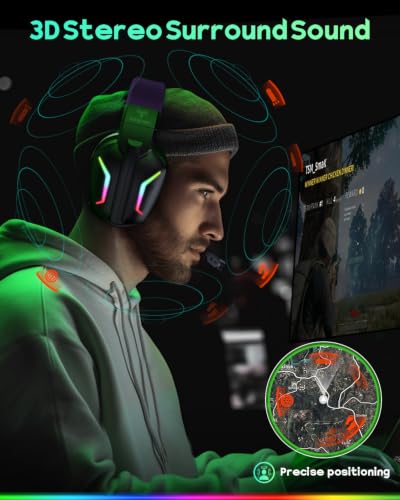 WESEARY Wireless Gaming Headset for PS5, PS4, PC, Switch & Mac, 20ms Ultra-Low Latency, 2.4GHz USB & Bluetooth 5.4 Gaming Headphones with Mic, 50H Battery Life, 3D Spatial Audio, Dynamic Lighting - color: Soft Purple
