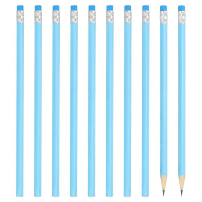PATIKIL Round Pencils, 48 Pack HB Graphite Pencils with Eraser Wood Pencils Cute Pencil for Classroom Teacher Office Supplies, Blue - color: Blue