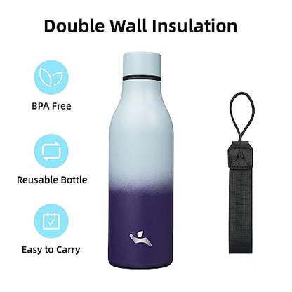 Konokyo 18 oz Insulated Stainless Steel Metal Water Bottle with Strap - color: Ocean Dream, size: 18 Ounces