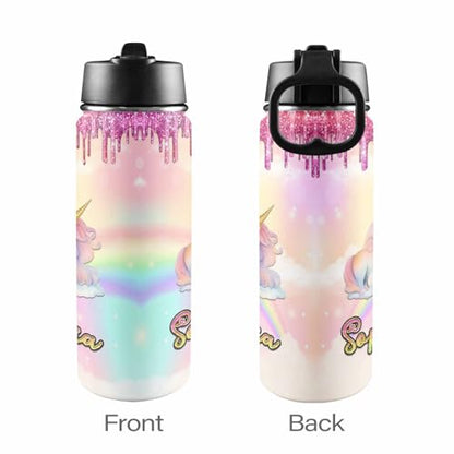 Personalized Water Bottles with Straw Lid, Daughter Granddaughter Niece Friends Waterbottle with Monogrammed, Insulated Stainless Steel Travel Sport Mug Birthday Christmas - color: Color 14