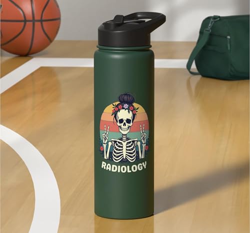 Funny Radiology Student Graduation Xray Technician Men Women Stainless Steel Insulated Water Bottle - color: Dark Green