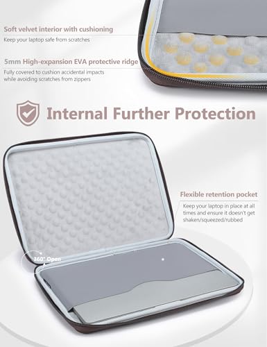 HYZUO 15-16 Inch Hard Shell Case Laptop Sleeve for MacBook Pro 16 M5/M4/M3/M2/M1 Pro/Max A3428 A3429 2026-2019, MacBook Air 15 M5/M4/M3/M2 2026-2023, 15" Surface Laptop, Razer Blade 15, Coffee Brown - color: Coffee Brown, size: 15-16 Inch
