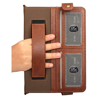 Handbag Case for iPad Mini 7.9" Series, iPad Mini 4/Mini 5 Case, Techcircle Lightweight Folio Stand Crossbody Wallet Case with Pencil Holder, Hand Strap & Shoulder Strap Soft Protective Cover, Coffee - color: 01 Coffee, size: iPad Mini 5/4/3/2/1 7.9"