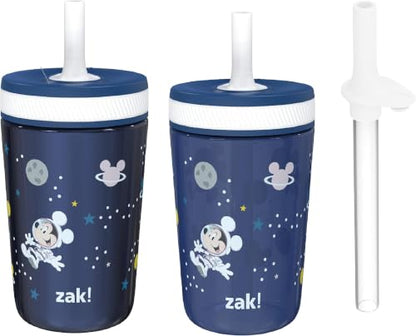 Zak Designs Disney Mickey Mouse Kelso Tumbler Set, Leak-Proof Screw-On Lid with Straw, Bundle for Kids Includes Plastic and Stainless Steel Cups with Bonus Sipper (3pc Set, Non-BPA) (Pack of 12) - color: Mickey Mouse, size: 3 Piece Set (Pack of 12)