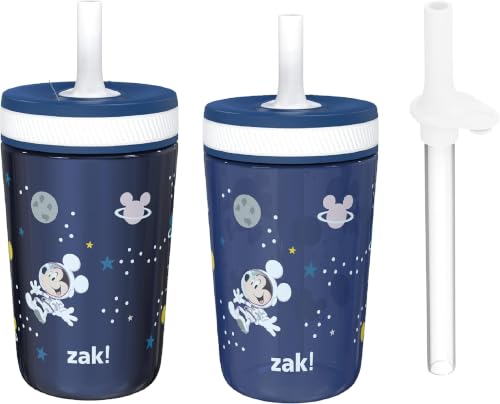 Zak Designs Disney Mickey Mouse Kelso Tumbler Set, Leak-Proof Screw-On Lid with Straw, Bundle for Kids Includes Plastic and Stainless Steel Cups with Bonus Sipper (3pc Set, Non-BPA) (Pack of 12) - color: Mickey Mouse, size: 3 Piece Set (Pack of 12)