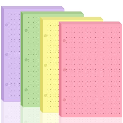 200 sheet Half Letter Dotted Refill Paper 3 Hole Punch 5-1/2 x 8-1/2 College Ruled Dot Grid Paper Refill Colored Mini Binder Paper Planner Inserts Fits Mini 3 Ring Binder Refills Office - style: Dotted