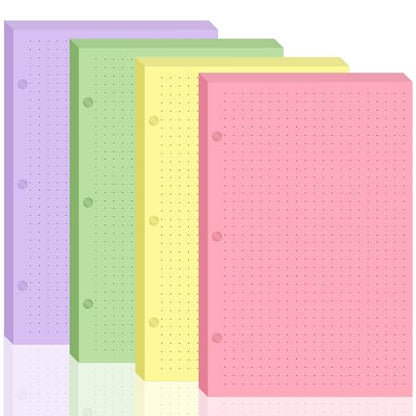 200 sheet Half Letter Dotted Refill Paper 3 Hole Punch 5-1/2 x 8-1/2 College Ruled Dot Grid Paper Refill Colored Mini Binder Paper Planner Inserts Fits Mini 3 Ring Binder Refills Office - style: Dotted
