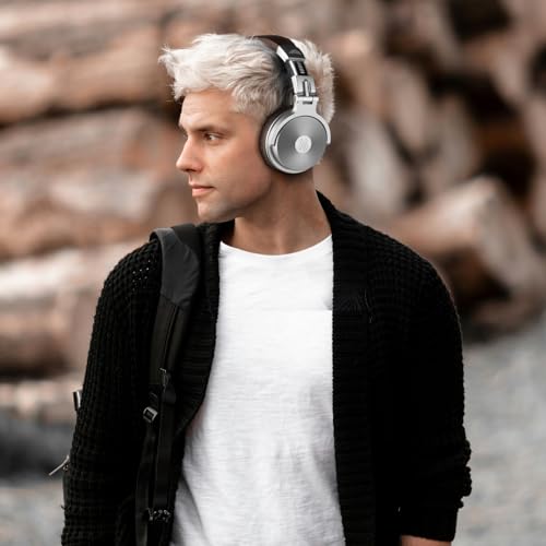 OneOdio Bluetooth Over Ear Headphones, 110 Hrs Wireless/Wired Stereo Sound Foldable Headsets with Deep Bass 50mm Neodymium Drivers for PC/Phone/Tablet - Studio Wireless Pro C, Silver - color: Silver