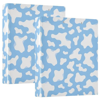 Blue Cow Spot Round Ring Binders 1.5 Inch 3 Ring Binder with Clipboard Holds 200 Sheets Office Home School - color: Multicolored 10
