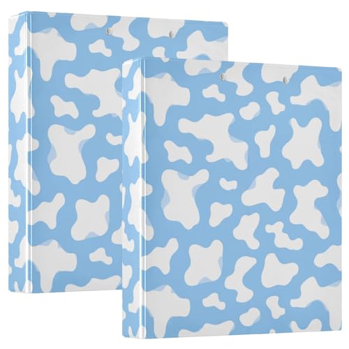 Blue Cow Spot Round Ring Binders 1.5 Inch 3 Ring Binder with Clipboard Holds 200 Sheets Office Home School - color: Multicolored 10