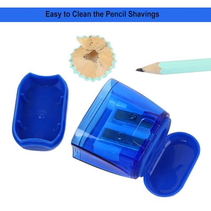 Colored Manual Pencil Sharpeners in Bulk, BOPART 24pcs Small Handheld Pencil Sharpener Dual Holes with Lid for Kids Adults at Classroom School Office Home (4Pcs Sharpeners - D) - style: 4Pcs Sharpeners - D