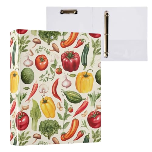 Joko Ivery Vegetables Carrots Tomatoes 3 Ring Binder 1.5 Inch Binders 3 Ring with 3 Pockets & Clipboard Letter Size Three Ring Binder Organizer for Work Recipes Paper Office Supplies Gifts 1 Pack - color: Multi 01