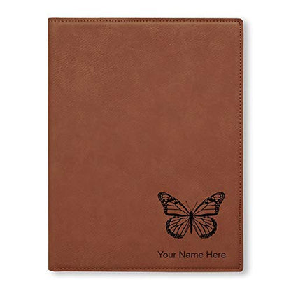 Large 9.5" X 12" Portfolio Notepad, Monarch Butterfly, Personalized Engraving Included (Dark Brown) - color: Dark Brown, size: Large 9.5 X 12