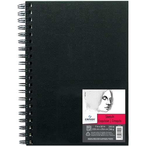 Canson Artist Series Sketchbook, Wirebound Journal, 7x10 inches, 80 Sheets (65lb/96g) - Artist Paper for Adults and Students - Graphite, Charcoal, Pencil, Colored Pencil - size: 7"X10"