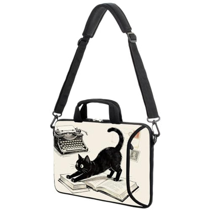 AMARY 13" 13.3" laptop sleeve chromebook case adjustable shoulder strap with handle accessory pocket (Cat-3) - color: Cat-3