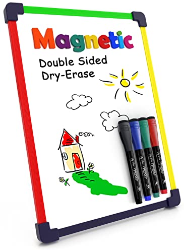 Small White Board Dry Erase Board for Kids Portable 9"x12" Lapboard Travel Drawing Magnetic Mini Whiteboard for Students Teachers School Supplies Small Dry Erase Board for Kids 4 Markers Included - style: Set of 1 Board & 4 Markers