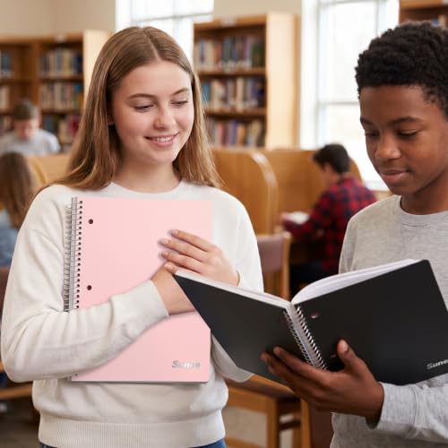 SUNEE 5 Subject Notebook College Ruled - 400 Pages, 9"x11", 5 Pocket Colored Dividers, 3-Hole Punched Paper, Pink - color: Pink, style: College Ruled