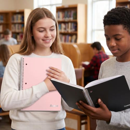 SUNEE 5 Subject Notebook College Ruled - 400 Pages, 9"x11", 5 Pocket Colored Dividers, 3-Hole Punched Paper, Pink - color: Pink, style: College Ruled