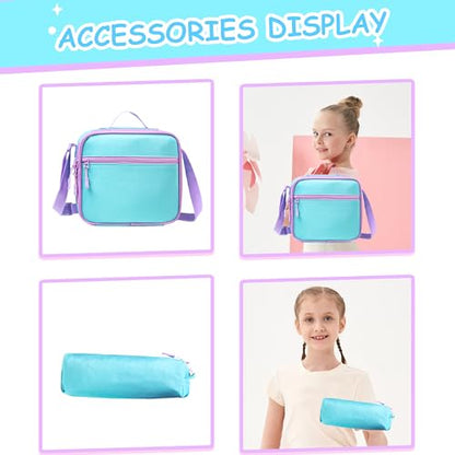 Rolling Backpacks for Kids with Wheels Backpack for School Girls Teen with Lunch Bag Pencil Case Backpack for Girls Bookbags Backpack Toddler Daycare School Bag Elementary - color: Solid Green