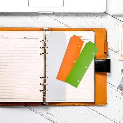 SUPERFINDINGS 18Pcs 6 Styles Plastic Binder Divider 8.5x2.3inch Colorful Snap-in Bookmark Semi Transparent Mini Dividers with Document Tap for 3 Ring Binders for Notebook Planner