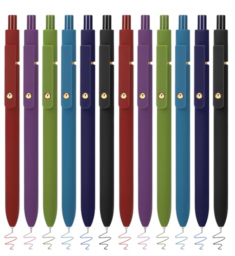 FIOVER Colored Pens, 12 Pack Colorful Gel Pens, Quick-Dry 0.7mm Medium Point for Journaling, Note Taking, Doodling, Aesthetic Office School Supplies, Gifts for Women Men(12PCS Vintage Colorful) - color: 12PCS Vintage Colorful