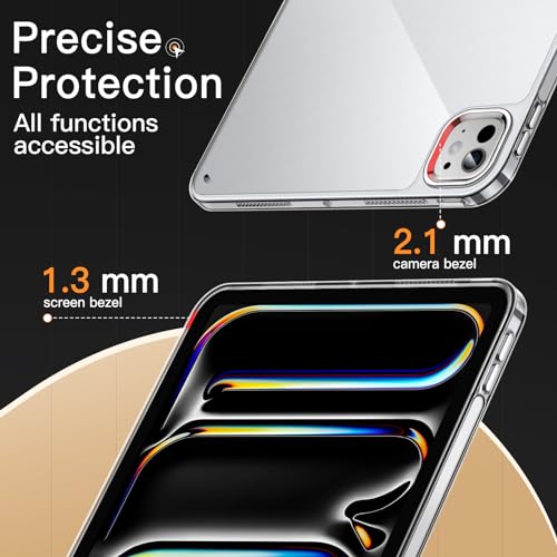 JETech Clear Case for iPad Pro 11-Inch M5/M4 2025/2024 (6th/5th Generation), Anti-Yellowing Transparent Shockproof Slim Tablet Back Cover with Hard PC Back and Soft TPU Bumper - size: iPadPro11(2025/2024)