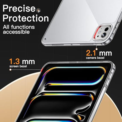 JETech Clear Case for iPad Pro 11-Inch M5/M4 2025/2024 (6th/5th Generation), Anti-Yellowing Transparent Shockproof Slim Tablet Back Cover with Hard PC Back and Soft TPU Bumper - size: iPadPro11(2025/2024)