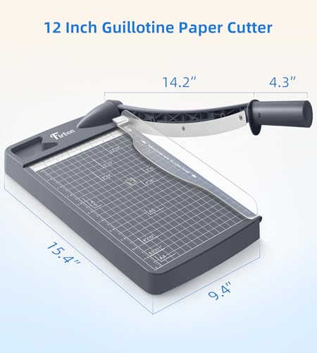 Firbon 12" Guillotine Paper Cutter, Heavy Duty 12-Sheet Capacity Trimmer for Cardstock, Photos, Scrapbooking, Office, Classroom, Studio (Gray) - color: Gray