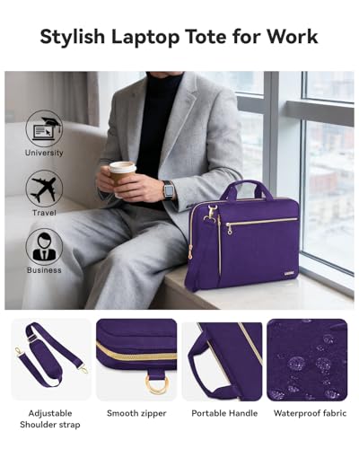 Laptop Case Bag Women Men Computer Sleeve Compatible with MacBook/Dell/HP/Acer/ASUS/LG, Waterproof Shoulder Carrying Briefcase, Violet, 17-17.3 Inch - color: Violet, size: 17.3 inch