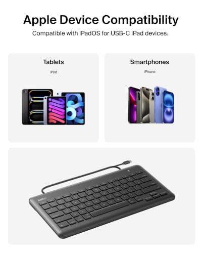 Belkin Wired Keyboard For Apple iPad With Lightning Cable - Works w/ Apple iPad, iPad Pro, iPad Mini, iPad Air Models with Lightning Port - Great for School Supplies - Keyboard With Full Size Keycaps - style: Lightning Connector Keyboard Only