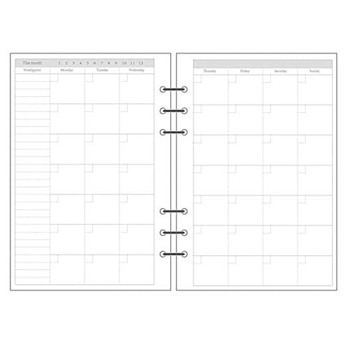 6 Ring Binder Refill, Undated A5 Planner Inserts, Monthly Planner Refill for Compatible with Filofax, Tracker Book, 45sheets/90pages, Harphia(A5 5.59 x 8.27'',Monthly) - color: Monthly Plan, size: A5